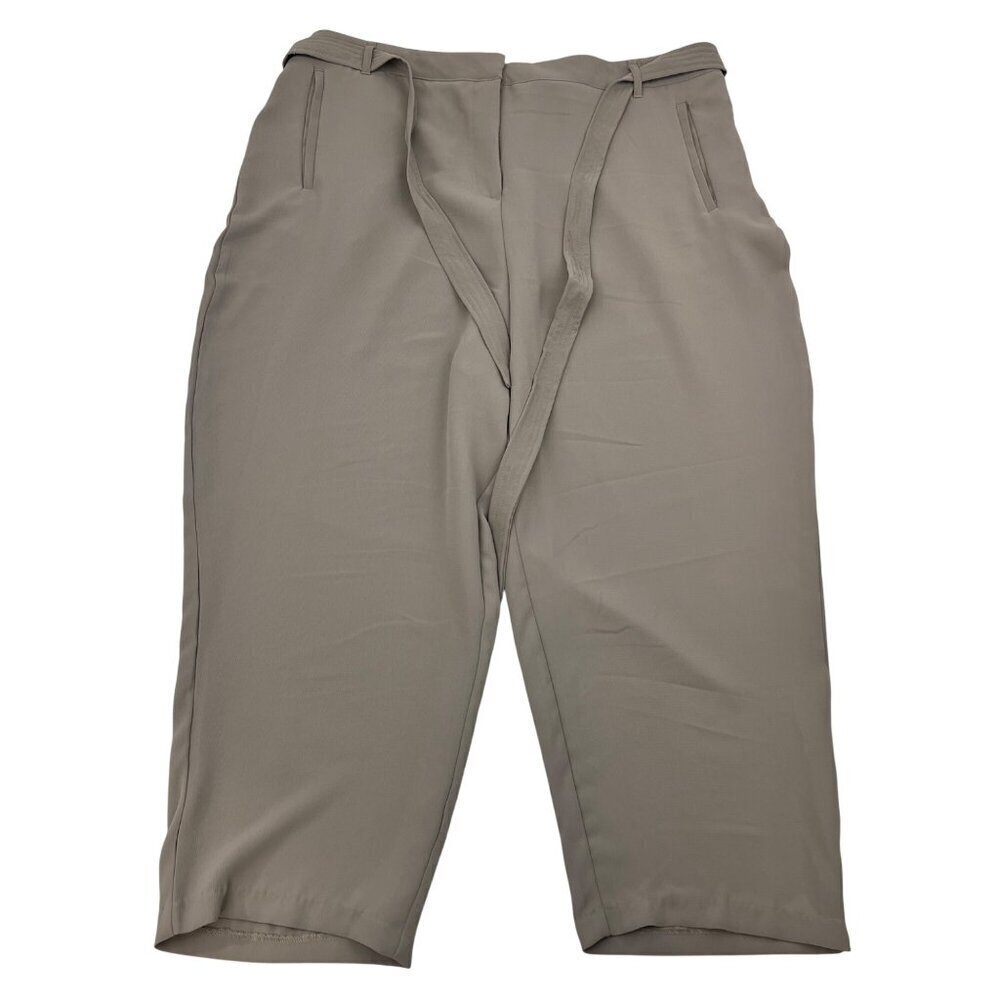 Ophelia Roe Women’s Tapered Ankle Belted Dress Pants Beige Size 2X New